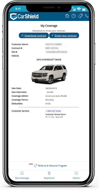 CarShield App on Phone